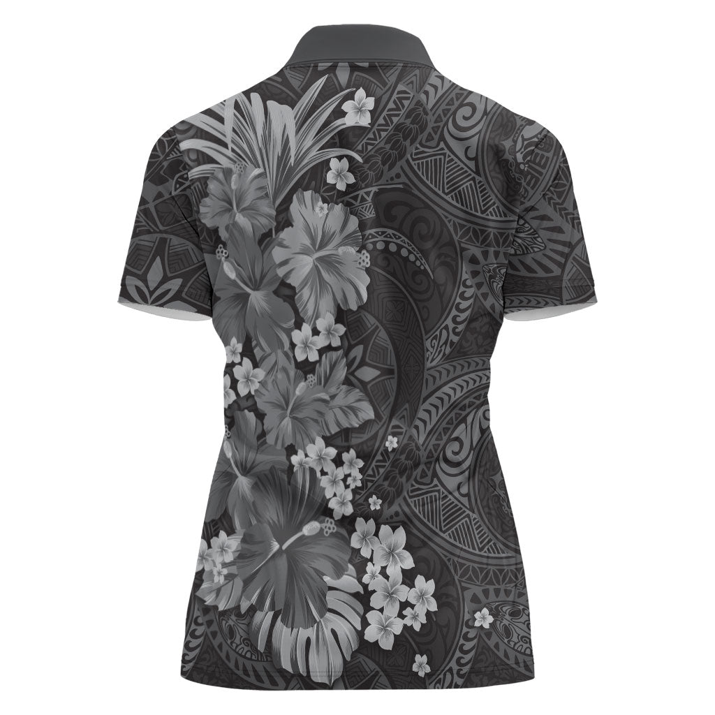 Pauli Hawai'i Hibiscus Women Polo Shirt Polynesian Tribal Tattoo Pattern Floral Elements LT9 - Polynesian Pride