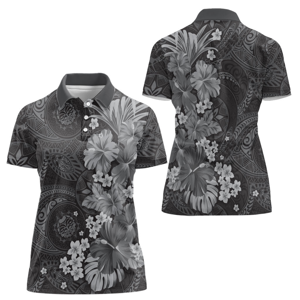 Pauli Hawai'i Hibiscus Women Polo Shirt Polynesian Tribal Tattoo Pattern Floral Elements LT9 - Polynesian Pride