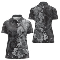 Pauli Hawai'i Hibiscus Women Polo Shirt Polynesian Tribal Tattoo Pattern Floral Elements LT9 - Polynesian Pride