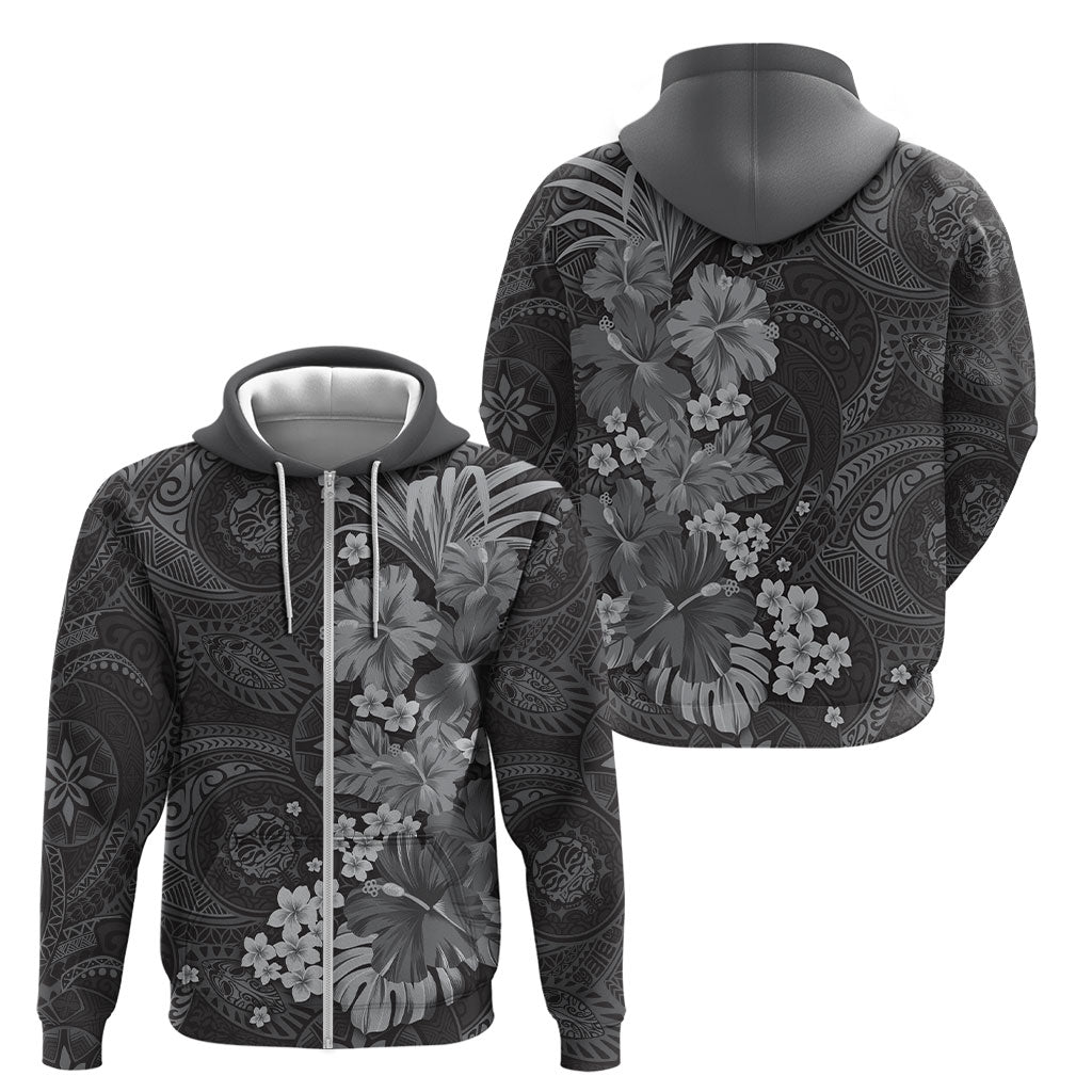 Pauli Hawai'i Hibiscus Zip Hoodie Polynesian Tribal Tattoo Pattern Floral Elements LT9 - Polynesian Pride