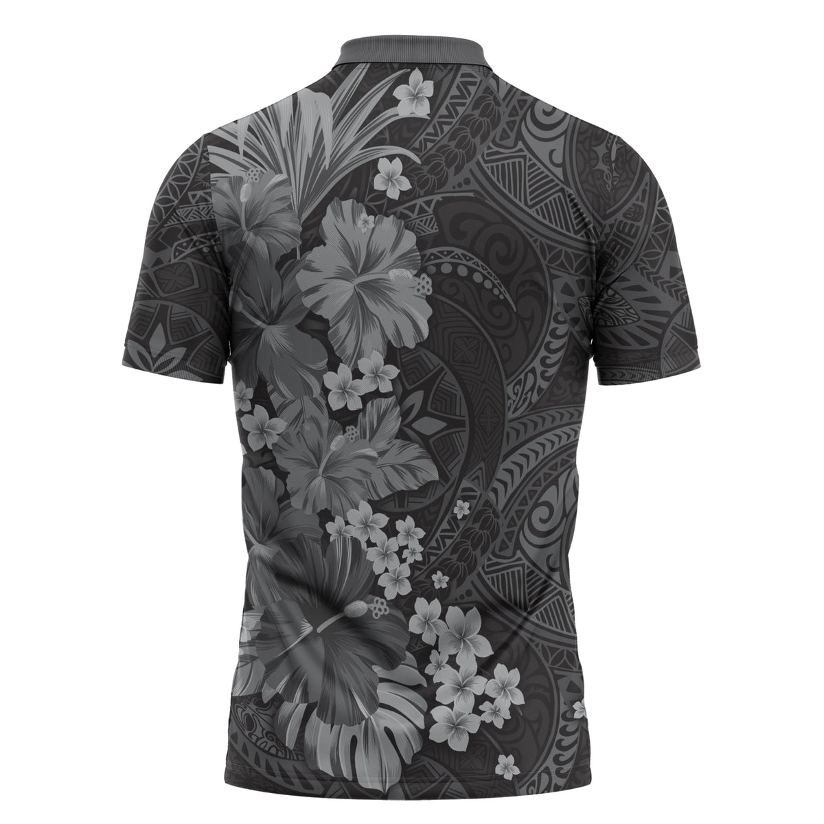 Pauli Hawai'i Hibiscus Zipper Polo Shirt Polynesian Tribal Tattoo Pattern Floral Elements LT9 - Polynesian Pride