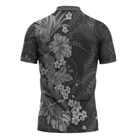 Pauli Hawai'i Hibiscus Zipper Polo Shirt Polynesian Tribal Tattoo Pattern Floral Elements LT9 - Polynesian Pride