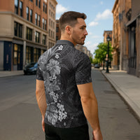 Pauli Hawai'i Hibiscus Zipper Polo Shirt Polynesian Tribal Tattoo Pattern Floral Elements LT9 - Polynesian Pride