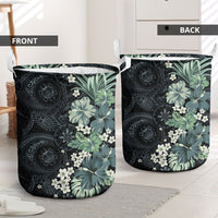 Pauliuli Hawai'i Hibiscus Laundry Basket Polynesian Tribal Tattoo Pattern Floral Elements LT9 - Polynesian Pride