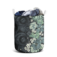 Pauliuli Hawai'i Hibiscus Laundry Basket Polynesian Tribal Tattoo Pattern Floral Elements LT9 - Polynesian Pride