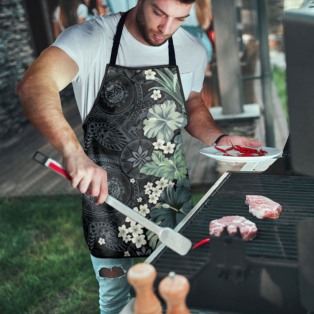 Pauliuli Hawai'i Hibiscus Apron Polynesian Tribal Tattoo Pattern Floral Elements LT9 - Polynesian Pride