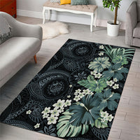 Pauliuli Hawai'i Hibiscus Area Rug Polynesian Tribal Tattoo Pattern Floral Elements LT9 - Polynesian Pride