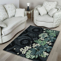 Pauliuli Hawai'i Hibiscus Area Rug Polynesian Tribal Tattoo Pattern Floral Elements LT9 - Polynesian Pride