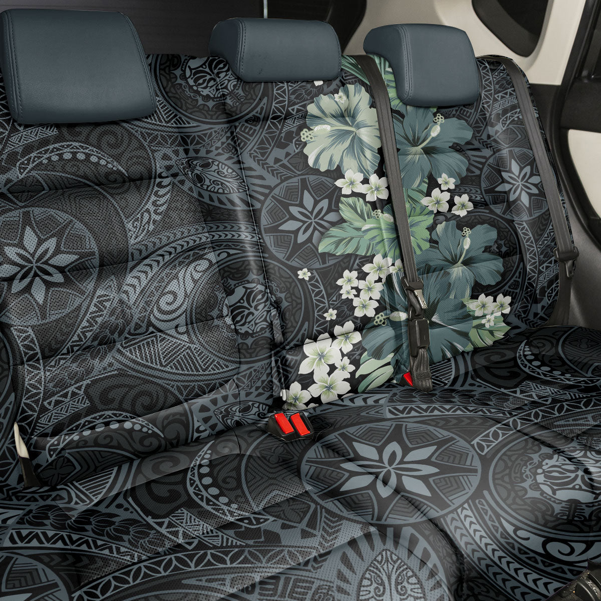 Pauliuli Hawai'i Hibiscus Back Car Seat Cover Polynesian Tribal Tattoo Pattern Floral Elements LT9 - Polynesian Pride