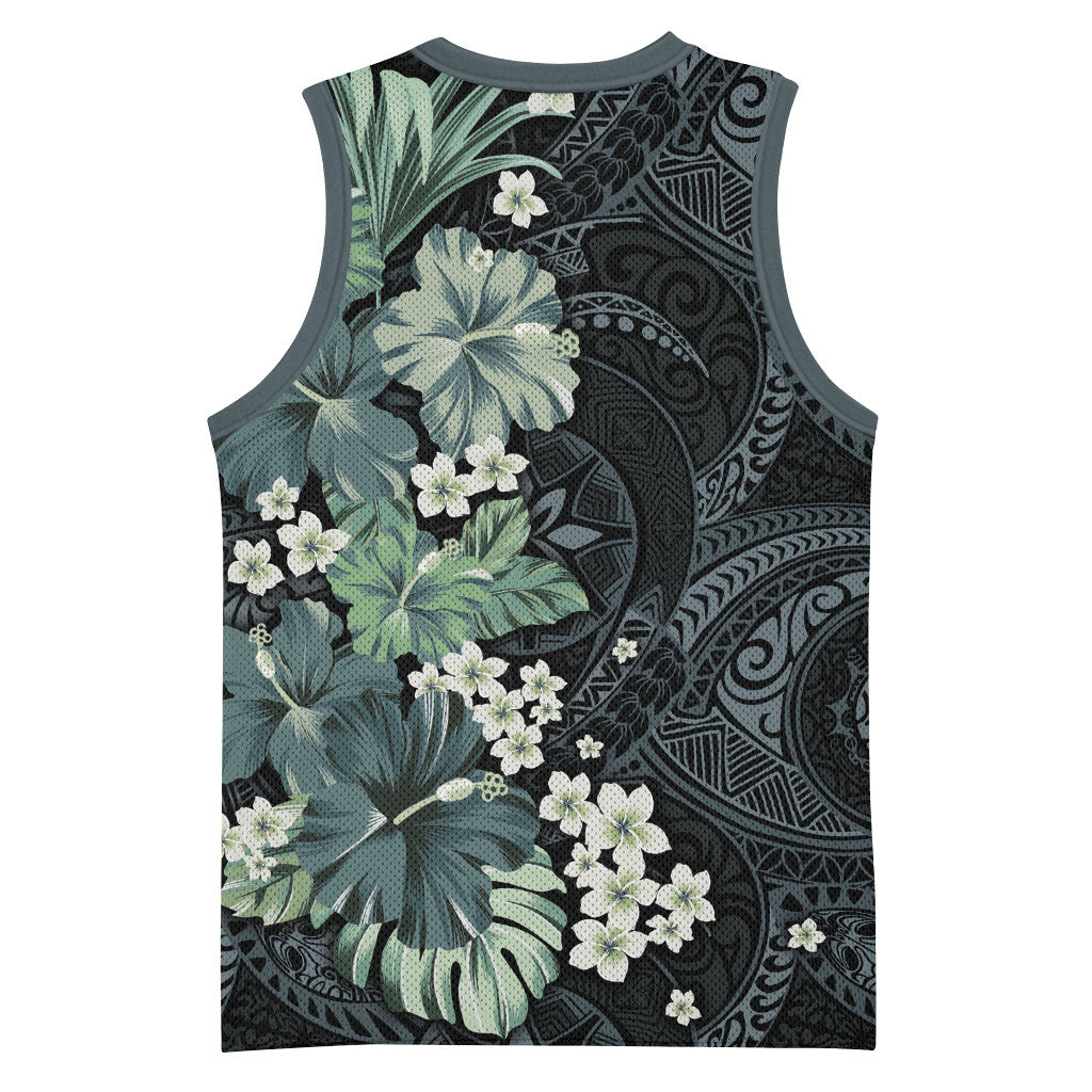 Pauliuli Hawai'i Hibiscus Basketball Jersey Polynesian Tribal Tattoo Pattern Floral Elements LT9 - Polynesian Pride