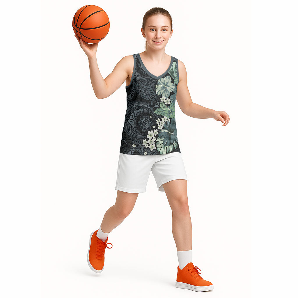 Pauliuli Hawai'i Hibiscus Basketball Jersey Polynesian Tribal Tattoo Pattern Floral Elements LT9 - Polynesian Pride