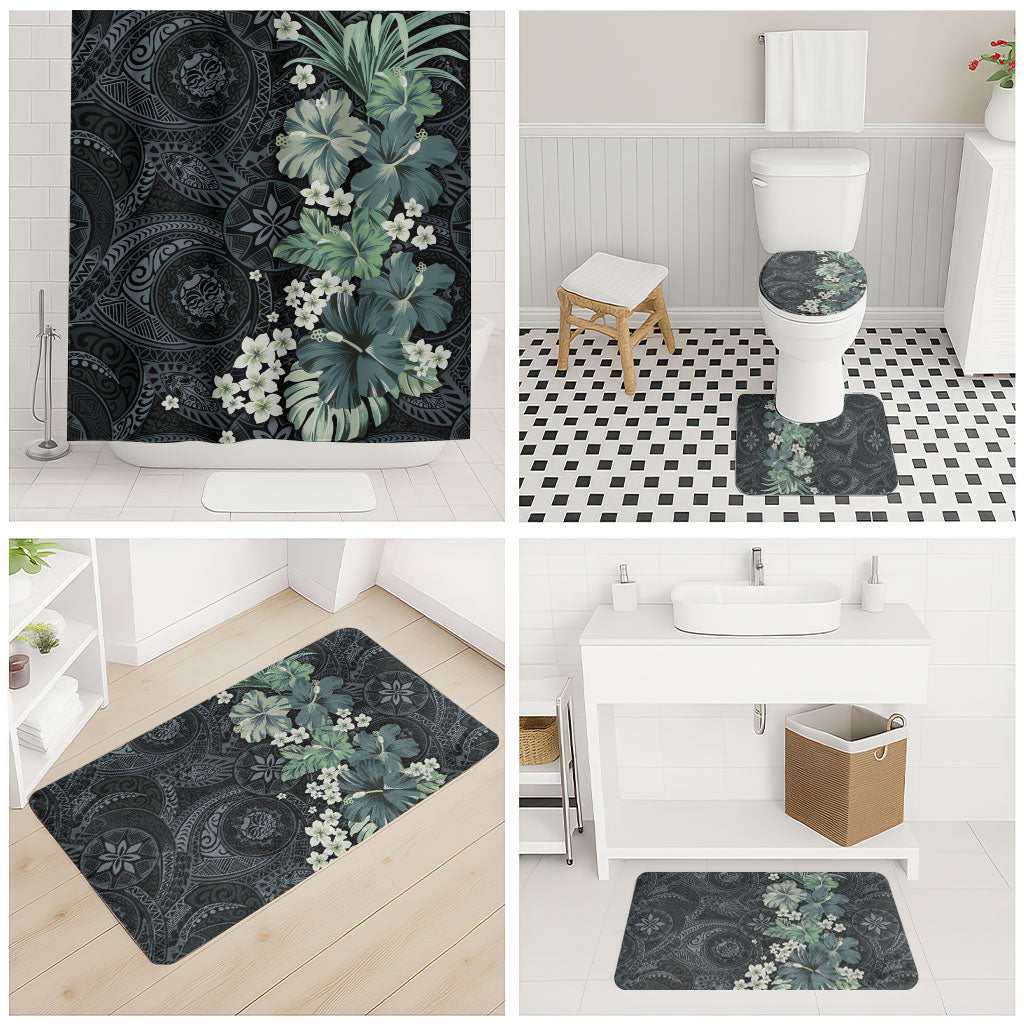 Pauliuli Hawai'i Hibiscus Bathroom Set Polynesian Tribal Tattoo Pattern Floral Elements LT9 - Polynesian Pride