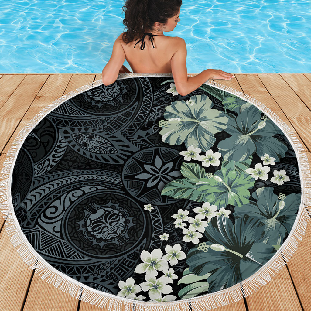 Pauliuli Hawai'i Hibiscus Beach Blanket Polynesian Tribal Tattoo Pattern Floral Elements LT9 - Polynesian Pride