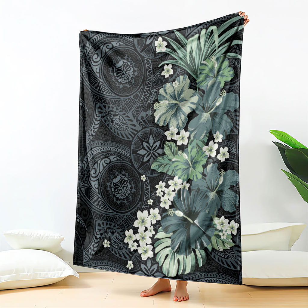 Pauliuli Hawai'i Hibiscus Blanket Polynesian Tribal Tattoo Pattern Floral Elements LT9 - Polynesian Pride