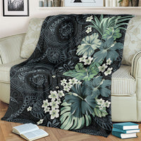 Pauliuli Hawai'i Hibiscus Blanket Polynesian Tribal Tattoo Pattern Floral Elements LT9 - Polynesian Pride