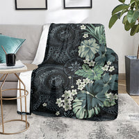 Pauliuli Hawai'i Hibiscus Blanket Polynesian Tribal Tattoo Pattern Floral Elements LT9 - Polynesian Pride