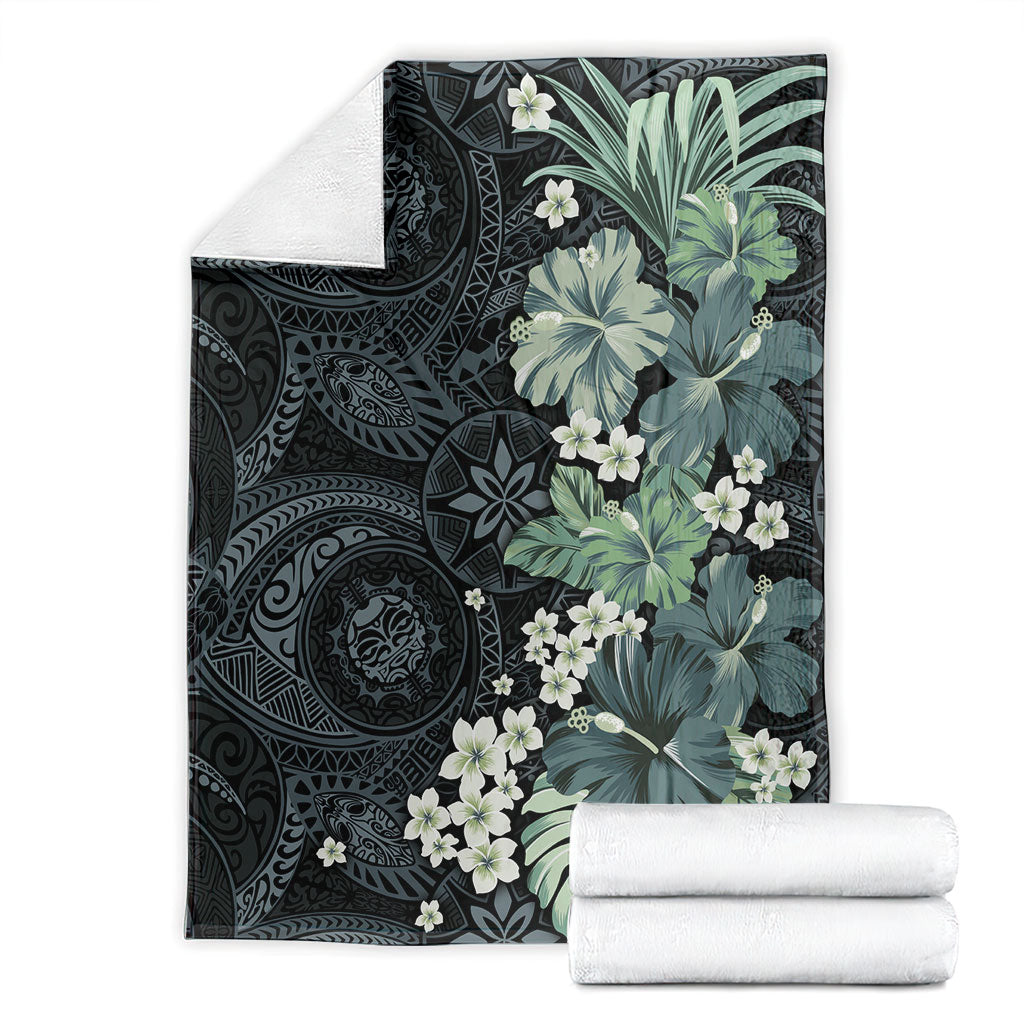 Pauliuli Hawai'i Hibiscus Blanket Polynesian Tribal Tattoo Pattern Floral Elements LT9 - Polynesian Pride