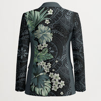 Pauliuli Hawai'i Hibiscus Blazer Polynesian Tribal Tattoo Pattern Floral Elements LT9 - Polynesian Pride