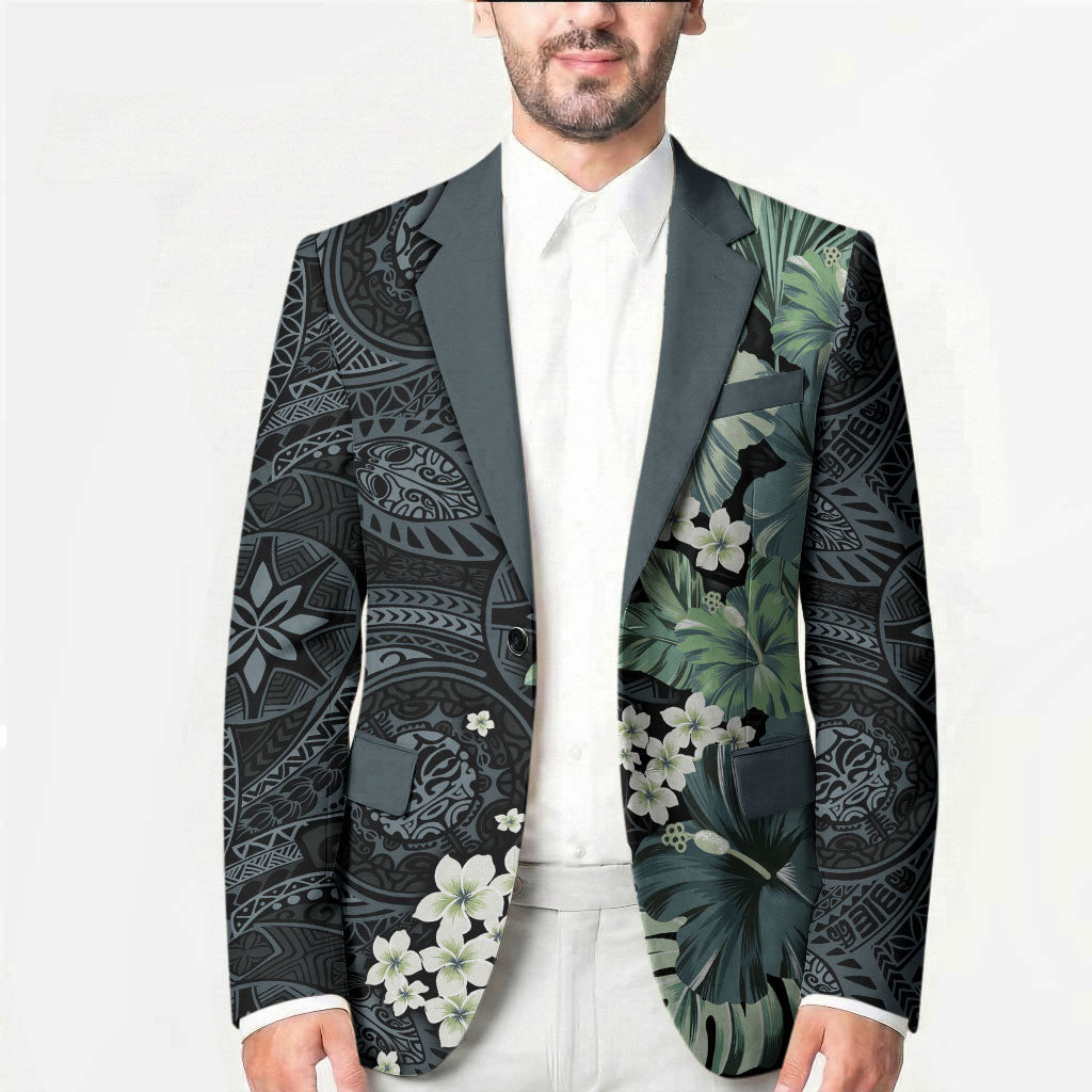 Pauliuli Hawai'i Hibiscus Blazer Polynesian Tribal Tattoo Pattern Floral Elements LT9 - Polynesian Pride