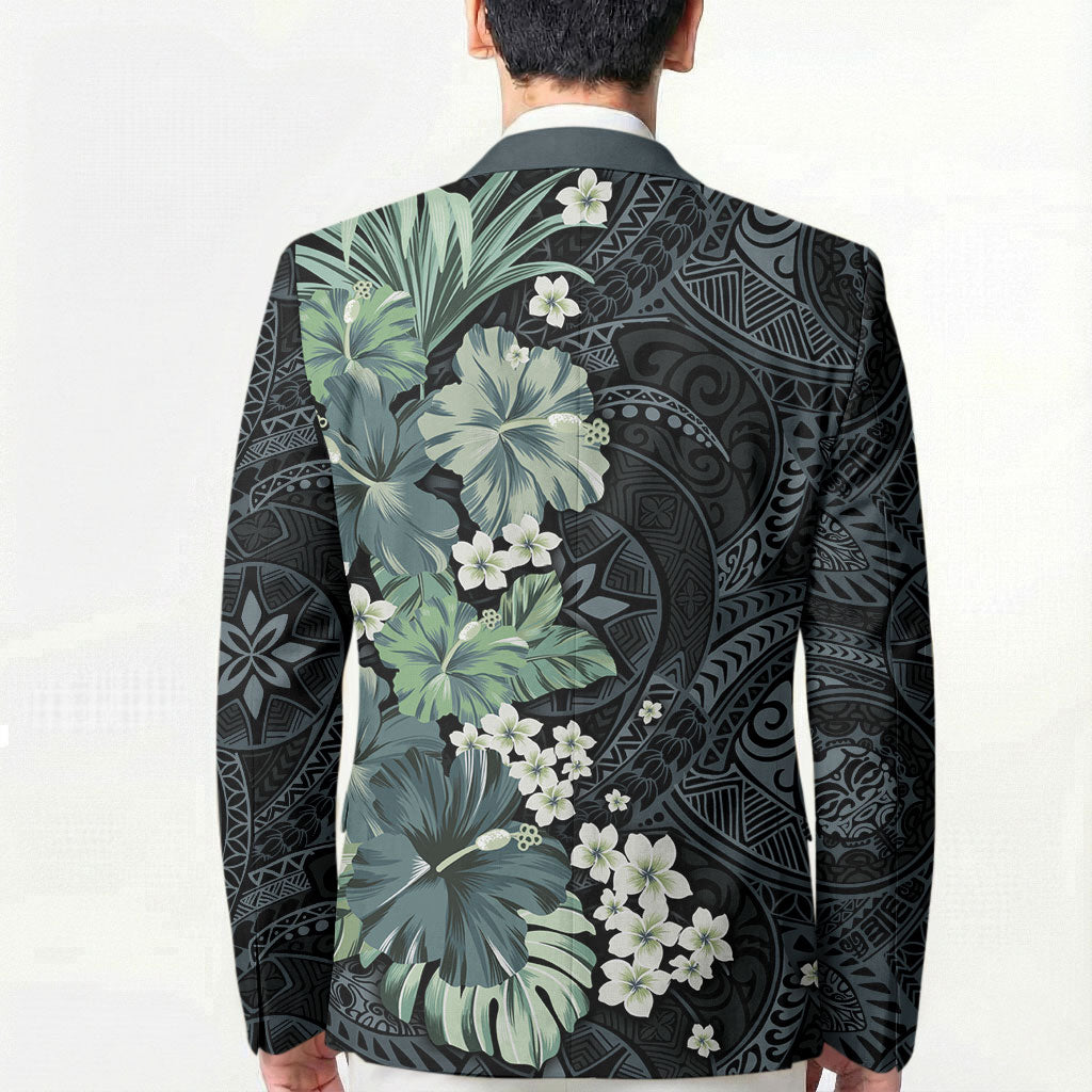 Pauliuli Hawai'i Hibiscus Blazer Polynesian Tribal Tattoo Pattern Floral Elements LT9 - Polynesian Pride