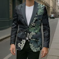 Pauliuli Hawai'i Hibiscus Blazer Polynesian Tribal Tattoo Pattern Floral Elements LT9 - Polynesian Pride