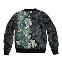 Pauliuli Hawai'i Hibiscus Bomber Jacket Polynesian Tribal Tattoo Pattern Floral Elements LT9 - Polynesian Pride