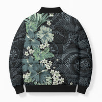 Pauliuli Hawai'i Hibiscus Bomber Puffer Jacket Polynesian Tribal Tattoo Pattern Floral Elements LT9 - Polynesian Pride