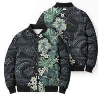 Pauliuli Hawai'i Hibiscus Bomber Puffer Jacket Polynesian Tribal Tattoo Pattern Floral Elements LT9 - Polynesian Pride