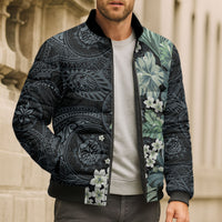 Pauliuli Hawai'i Hibiscus Bomber Puffer Jacket Polynesian Tribal Tattoo Pattern Floral Elements LT9 - Polynesian Pride