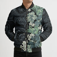 Pauliuli Hawai'i Hibiscus Bomber Puffer Jacket Polynesian Tribal Tattoo Pattern Floral Elements LT9 - Polynesian Pride