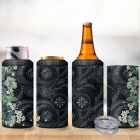 Pauliuli Hawai'i Hibiscus 4 in 1 Can Cooler Tumbler Polynesian Tribal Tattoo Pattern Floral Elements LT9 - Polynesian Pride