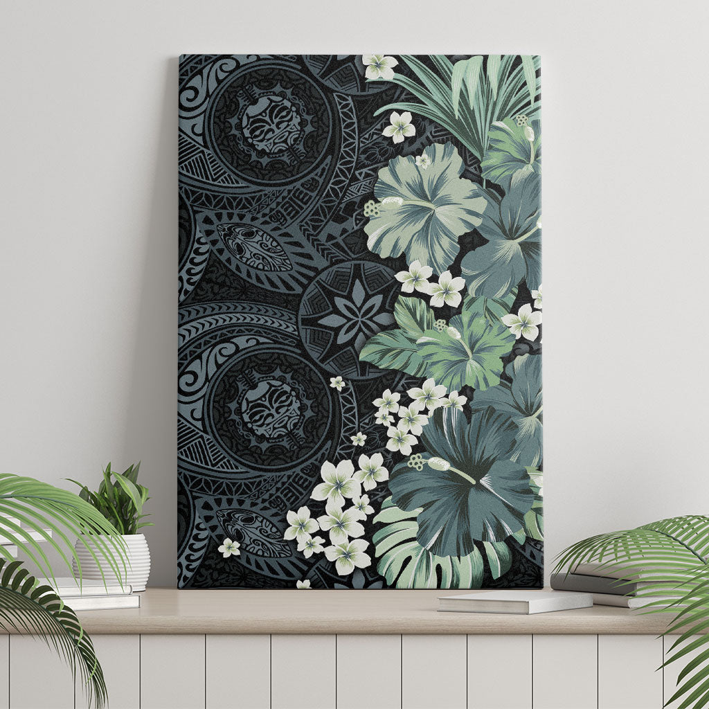 Pauliuli Hawai'i Hibiscus Canvas Wall Art Polynesian Tribal Tattoo Pattern Floral Elements LT9 - Polynesian Pride