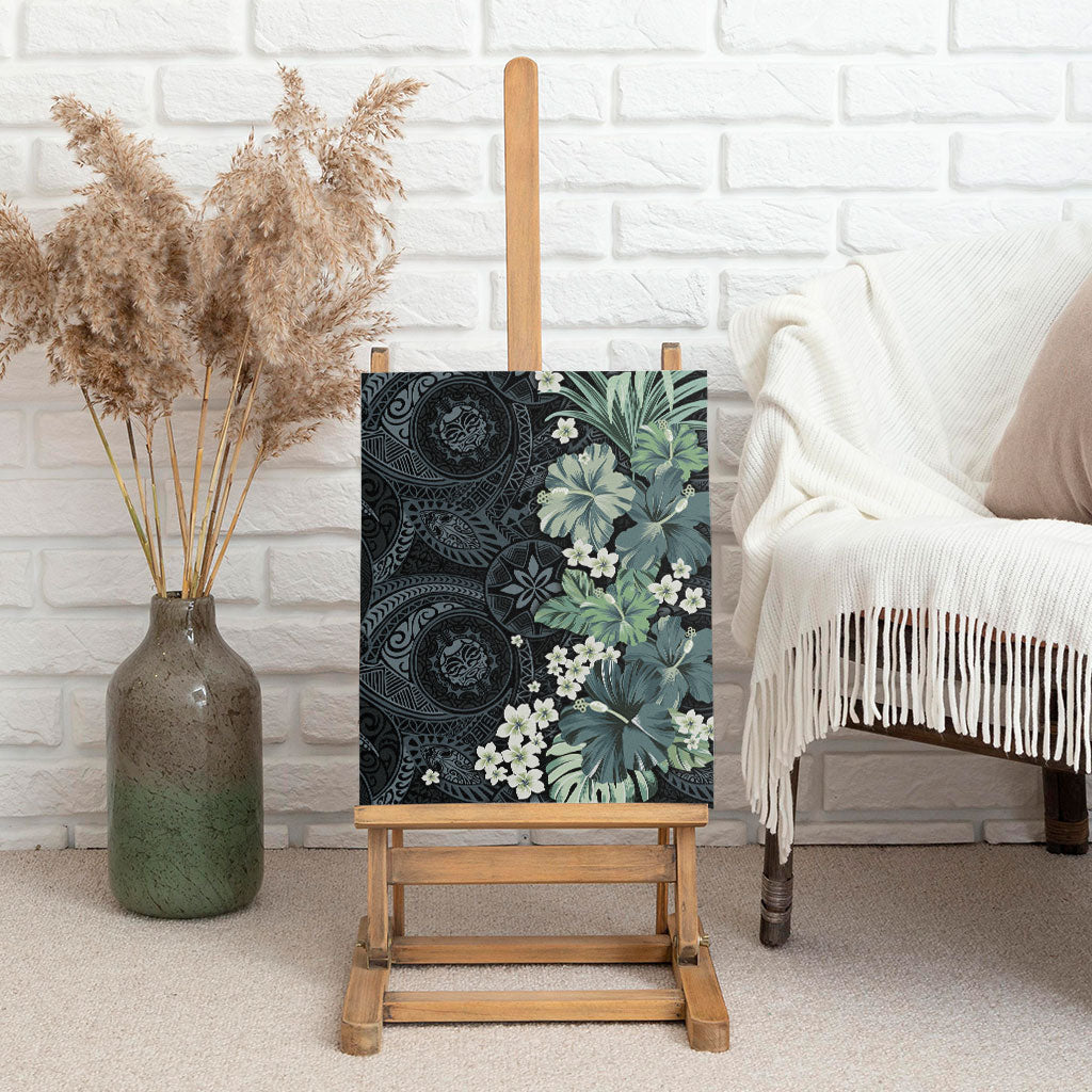 Pauliuli Hawai'i Hibiscus Canvas Wall Art Polynesian Tribal Tattoo Pattern Floral Elements LT9 - Polynesian Pride