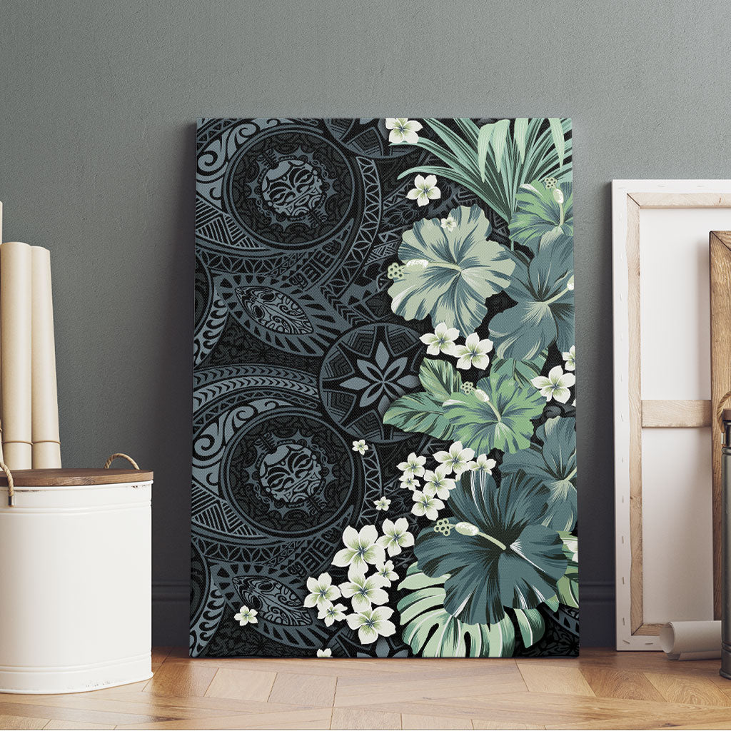Pauliuli Hawai'i Hibiscus Canvas Wall Art Polynesian Tribal Tattoo Pattern Floral Elements LT9 - Polynesian Pride