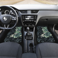 Pauliuli Hawai'i Hibiscus Car Mats Polynesian Tribal Tattoo Pattern Floral Elements LT9 Set 2pcs - Front Charcoal Blue - Polynesian Pride