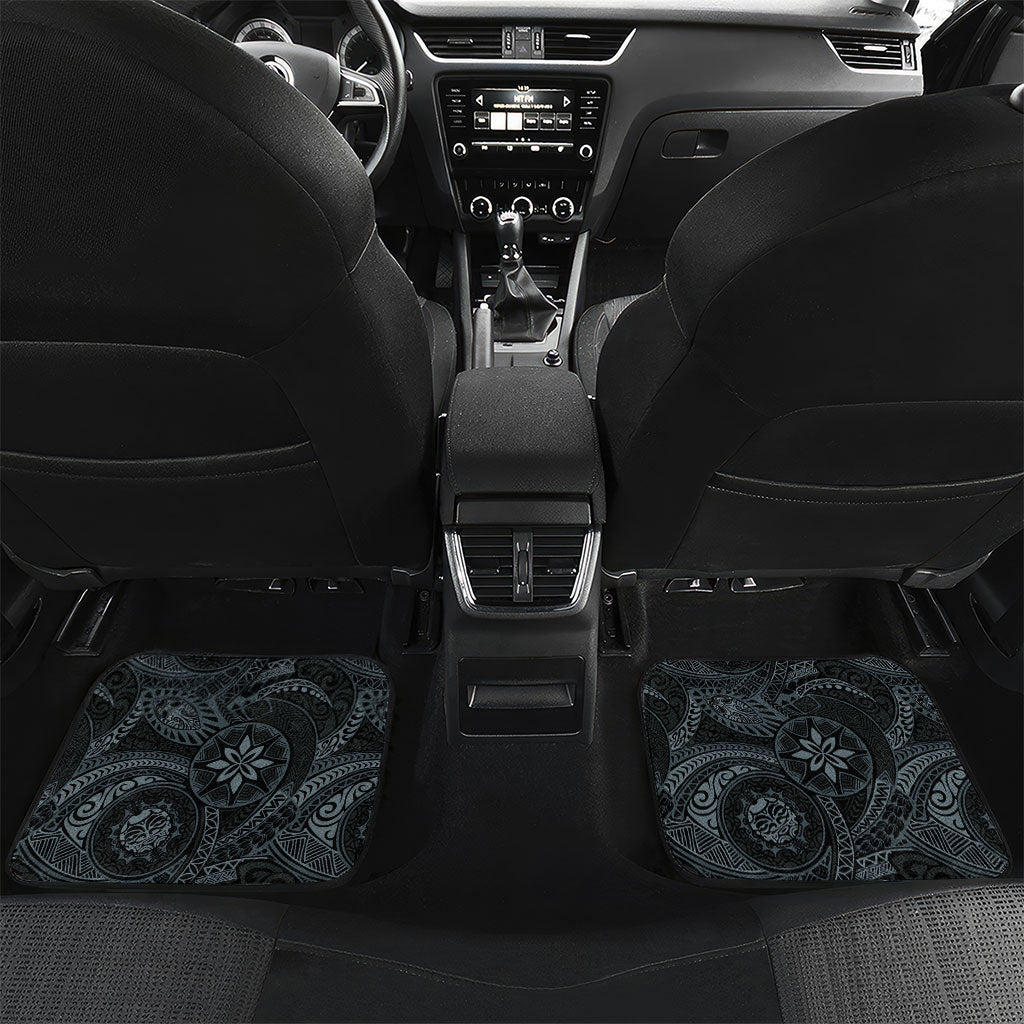 Pauliuli Hawai'i Hibiscus Car Mats Polynesian Tribal Tattoo Pattern Floral Elements LT9 Set 2pcs - Back Charcoal Blue - Polynesian Pride
