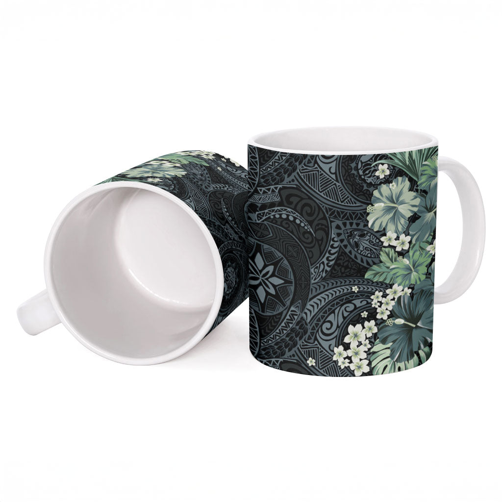 Pauliuli Hawai'i Hibiscus Ceramic Mug Polynesian Tribal Tattoo Pattern Floral Elements LT9 - Polynesian Pride