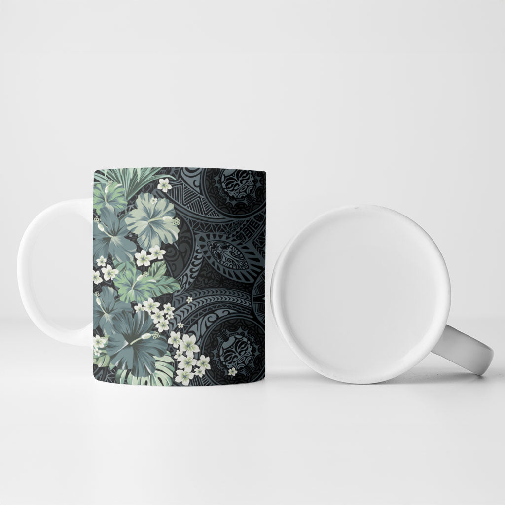 Pauliuli Hawai'i Hibiscus Ceramic Mug Polynesian Tribal Tattoo Pattern Floral Elements LT9 - Polynesian Pride