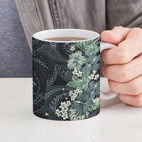 Pauliuli Hawai'i Hibiscus Ceramic Mug Polynesian Tribal Tattoo Pattern Floral Elements LT9 - Polynesian Pride
