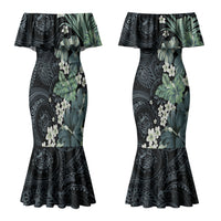 Pauliuli Hawai'i Hibiscus Couples Matching Mermaid Dress and Hawaiian Shirt Polynesian Tribal Tattoo Pattern Floral Elements LT9 - Polynesian Pride