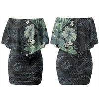 Pauliuli Hawai'i Hibiscus Couples Matching Off Shoulder Short Dress and Hawaiian Shirt Polynesian Tribal Tattoo Pattern Floral Elements LT9 - Polynesian Pride