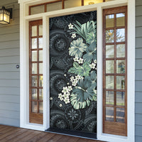 Pauliuli Hawai'i Hibiscus Door Cover Polynesian Tribal Tattoo Pattern Floral Elements LT9 - Polynesian Pride