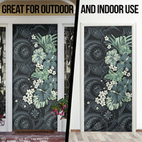 Pauliuli Hawai'i Hibiscus Door Cover Polynesian Tribal Tattoo Pattern Floral Elements LT9 - Polynesian Pride