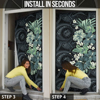 Pauliuli Hawai'i Hibiscus Door Cover Polynesian Tribal Tattoo Pattern Floral Elements LT9 - Polynesian Pride