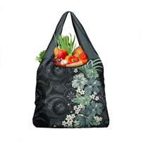 Pauliuli Hawai'i Hibiscus Grocery Bag Polynesian Tribal Tattoo Pattern Floral Elements LT9 1-pack One Size Charcoal Blue - Polynesian Pride