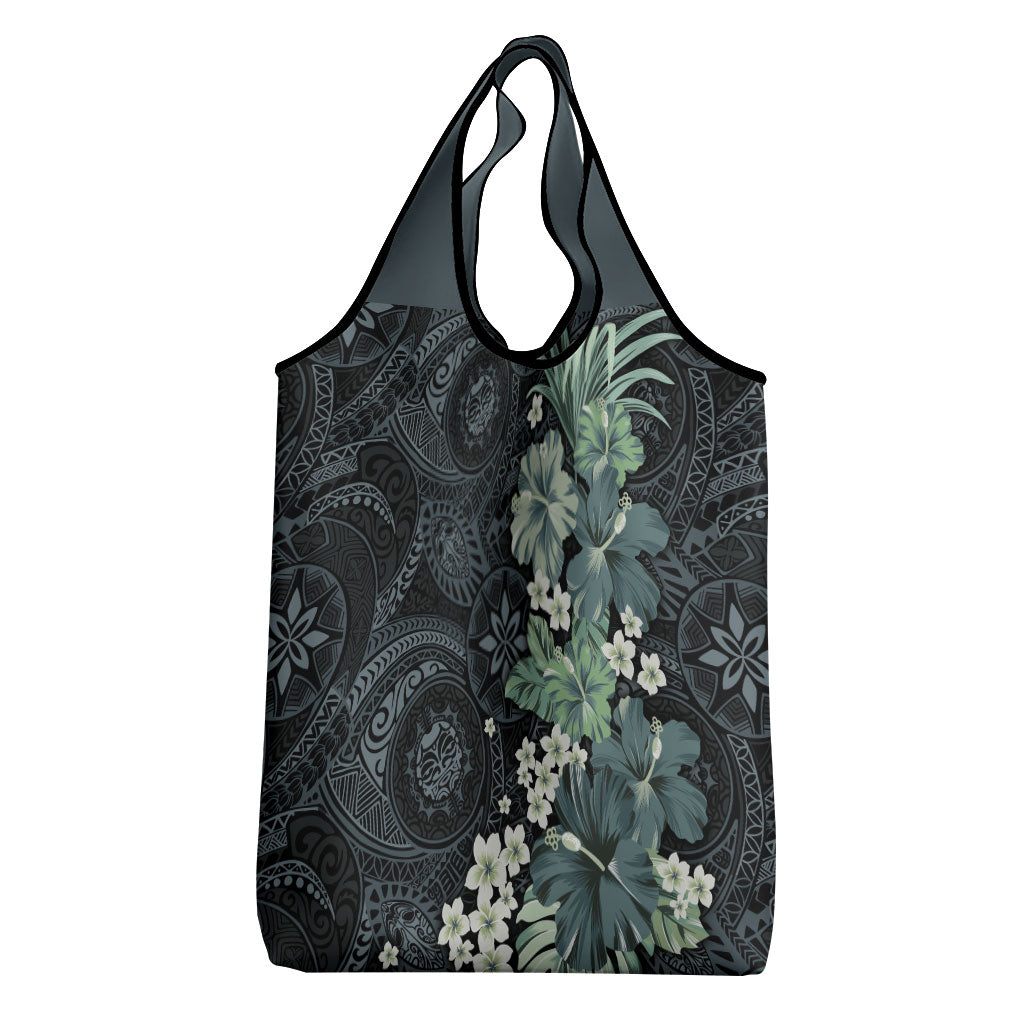 Pauliuli Hawai'i Hibiscus Grocery Bag Polynesian Tribal Tattoo Pattern Floral Elements LT9 - Polynesian Pride