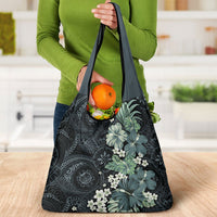 Pauliuli Hawai'i Hibiscus Grocery Bag Polynesian Tribal Tattoo Pattern Floral Elements LT9 - Polynesian Pride