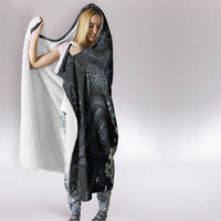 Pauliuli Hawai'i Hibiscus Hooded Blanket Polynesian Tribal Tattoo Pattern Floral Elements LT9 - Polynesian Pride
