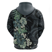 Pauliuli Hawai'i Hibiscus Hoodie Polynesian Tribal Tattoo Pattern Floral Elements LT9 - Polynesian Pride