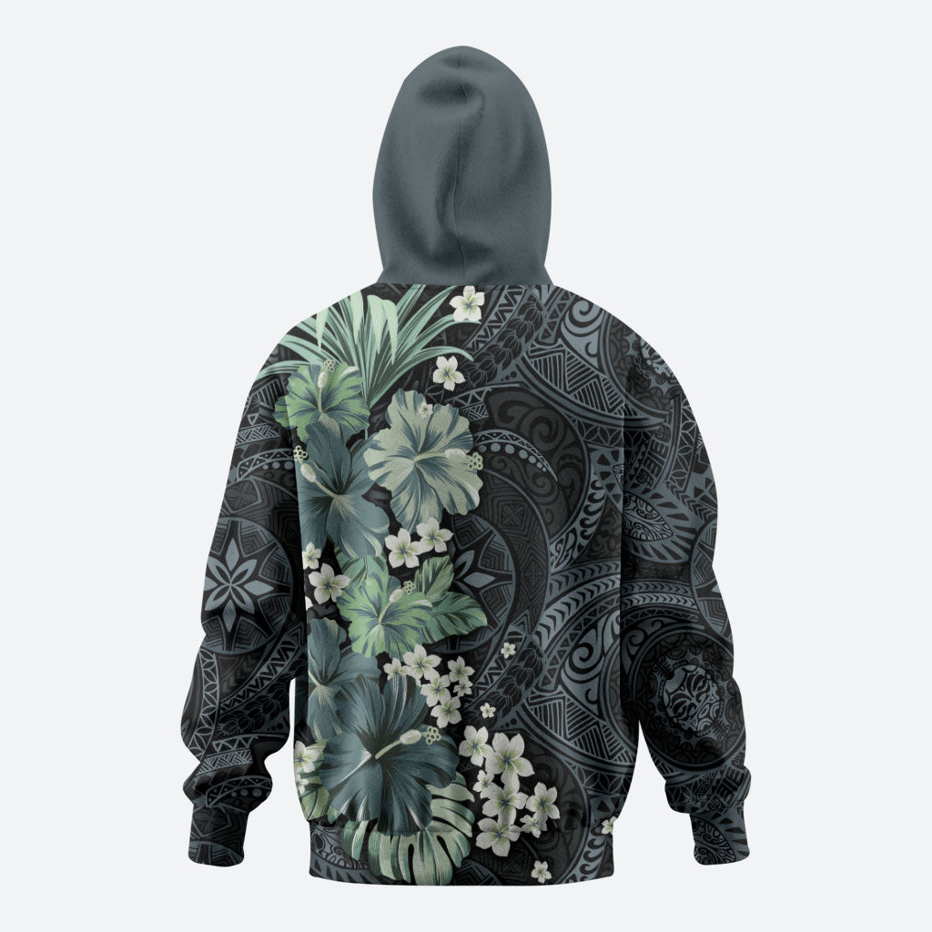 Pauliuli Hawai'i Hibiscus Hoodie Polynesian Tribal Tattoo Pattern Floral Elements LT9 - Polynesian Pride